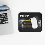 Yellow RX-7 Sports Car Mouse Pad | Rotary Racing Desk Mat