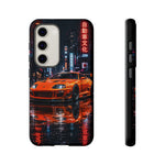 Orange Supra Phone Case, Neon City Night JDM Sports Car Tough Cover