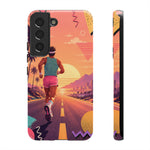 Retro Runner Sunset phone case | 80s Vaporwave jogging design