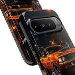 Orange Cuda Phone Case, Rainy City Night Muscle Car Tough Cover