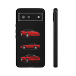 C4 Corvette Art Phone Case Red, Three-View Vector Cover, Gift