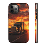 Classic Semi Truck Sunset Highway Phone Case Tough Case