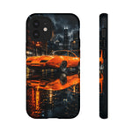 Orange Daytona Phone Case, Rainy City Night Muscle Car Tough Cover