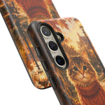 Autumn Cat Phone Case, Fallen Leaves Painterly Cover
