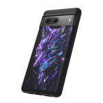 Holographic Wolf Phone Case, Fractured Prism Iridescent Cover