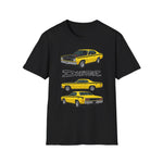Yellow 1973 Duster Classic Car T-Shirt | Vintage Muscle Car Illustration
