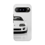 White MK4 Supra Phone Case, Retro 90s JDM Tough Cover for Car Enthusiasts