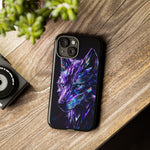 Holographic Wolf Phone Case, Fractured Prism Iridescent Cover