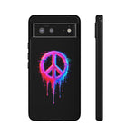 Glitch Peace Sign Phone Case, RGB Melt Digital Art Tough Cover, Gift