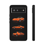 C3 Corvette Art Phone Case Orange, Three-View Vector Cover, Gift