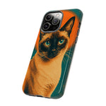 Siamese Cat Retro Halftone Portrait Case - Orange Teal Print