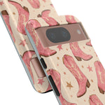 Pink Cowboy Boots phone case | Western pattern | Pastel stars