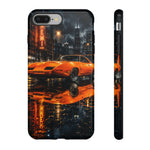 Orange Daytona Phone Case, Rainy City Night Muscle Car Tough Cover