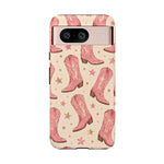 Pink Cowboy Boots phone case | Western pattern | Pastel stars
