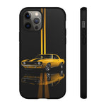 Yellow Camaro Z28 Phone Case, Classic Muscle Car Studio Stripe Cover