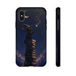 Starry Wizard Cat on Books phone case