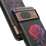Glitch Rose Neon Phone Case Vaporwave Tough Cover