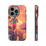 Retro Runner Sunset phone case | 80s Vaporwave jogging design
