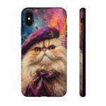 Persian Cat Beret Portrait Tough Phone Case - Painterly