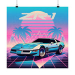 ZR1 C4 Corvette Poster Retro 80s Vaporwave Style Wall Art