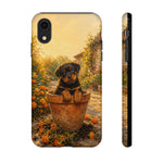 Rottweiler Puppy in Flower Pot Tough Case | Floral Dog Phone Cover