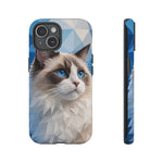 Ragdoll Cat Polygon Portrait Tough Phone Case - Blue Cream