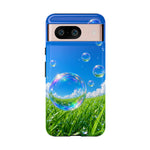 Bubbles Over Grass phone case | Tough Cover