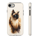 Siamese Cat Watercolor Portrait Tough Phone Case - Cream Choc
