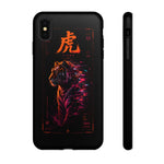 Glitch Tiger Silhouette Art Tough Phone Case - Orange Magenta