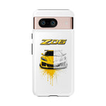 Z06 Corvette Phone Case, Yellow Sketch Reveal Chrome Cover