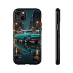 Vintage Teal 1957 Bel Air Classic Car Tough Case | Retro Rainy City Phone Cover