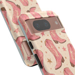 Pink Cowboy Boots phone case | Western pattern | Pastel stars