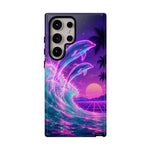 Neon Dolphin Ocean Vaporwave Art Tough Phone Case