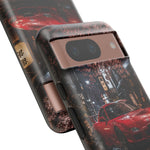 Red FD RX-7 Blossom Alley Tough Phone Case - Rain-Slicked Night