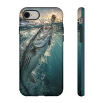 Striped Bass Phone Case, Sunset Topwater Strike Cover for Anglers