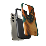 Siamese Cat Retro Halftone Portrait Case - Orange Teal Print