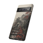 Autumn Temple Steps phone case | Japanese watercolor landscape cover