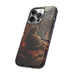 Rainy Window Cat Phone Case, Cozy Painterly Art Cover, Gift