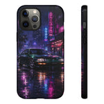 Neon City Night Prelude JDM Car phone case | Vaporwave rainy street