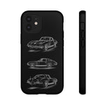 C2 Sting Ray Line Art Phone Case, Glowing Silver Three-View
