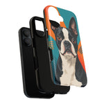Boston Terrier Pop-Art Portrait Tough Phone Case - Teal Orange