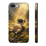 Pug in Sunbeams phone case | Dog Lover Tough Cover