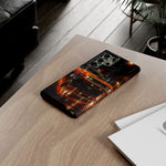 Orange Cuda Phone Case, Rainy City Night Muscle Car Tough Cover