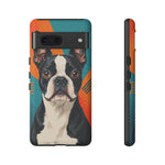 Boston Terrier Pop-Art Portrait Tough Phone Case - Teal Orange