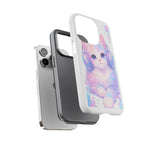 Pastel Cat Phone Case, Headphones Glitch Color Block Cover
