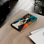 Boston Terrier Pop-Art Portrait Tough Phone Case - Teal Orange