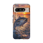 Bluefin Tuna Leaping at Sunset Fishing phone case | Tough Cover