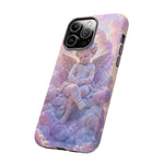 Cherub Cloud Throne Phone Case, Pastel Marble 3D Render Cover