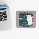 Riding Low Living High Mouse Pad Classic Chevy Truck American Flag Desk Mat