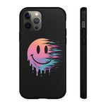 Melting Glitch Smiley Face Phone Case Trippy Tough Case